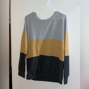 Grey, yellow and Black Color Block Sweater